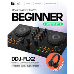DJ Bundle | DDJ-FLX2 Compact 2-channel DJ controller x HDJ-CUE1 Headphones